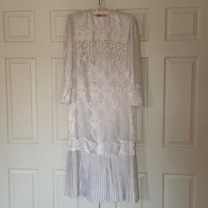 Vintage 1980’s Scott McClintock White Brocade and Lace Dress